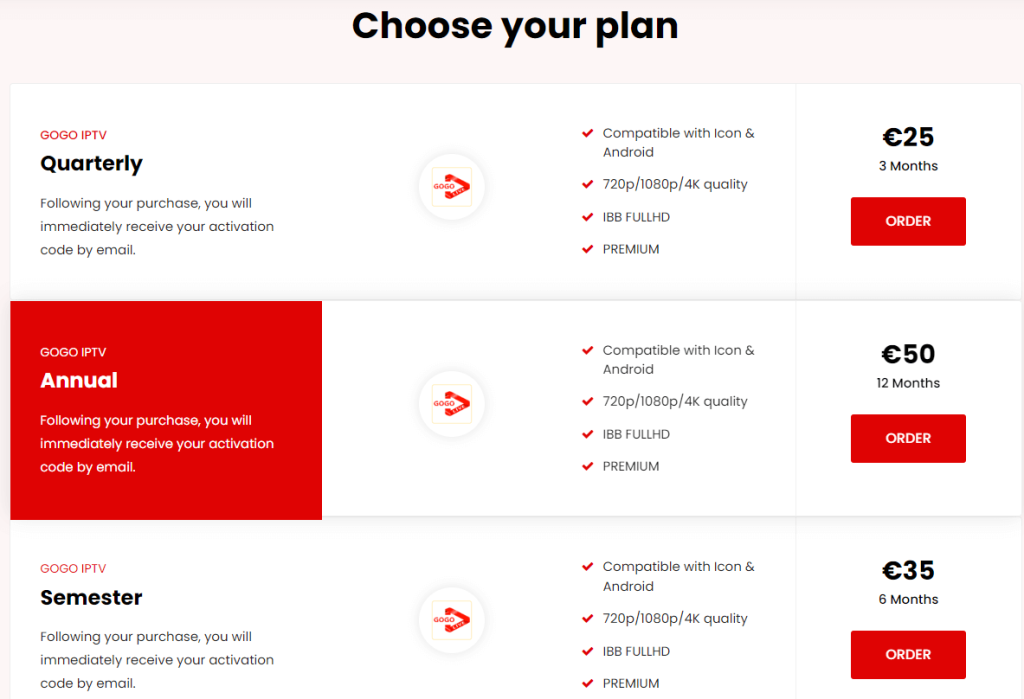 Choose your desired subscription plan