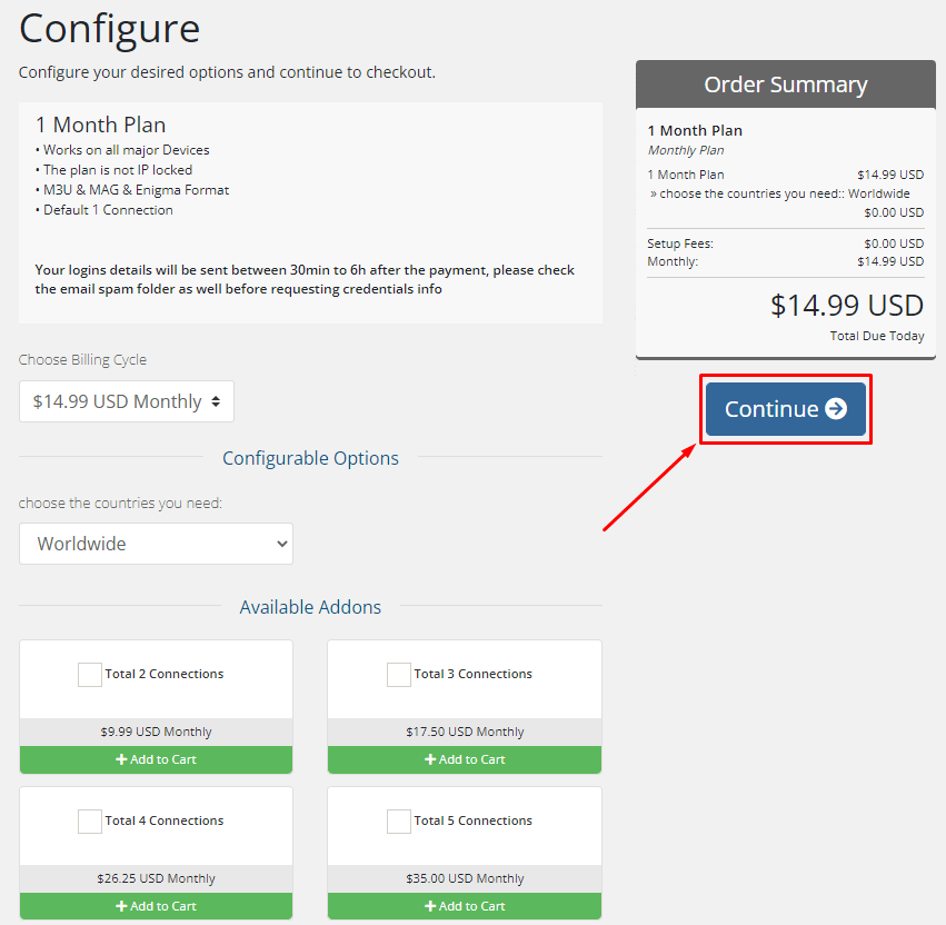configure and add the available add-ons