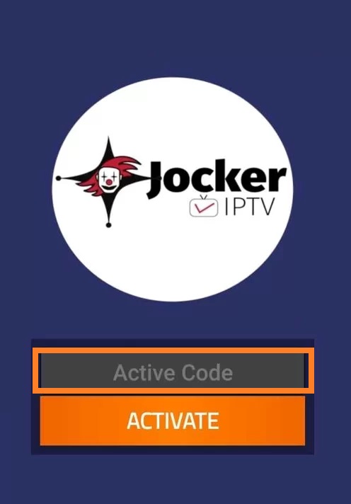 Enter the activation code - Jocker IPTV