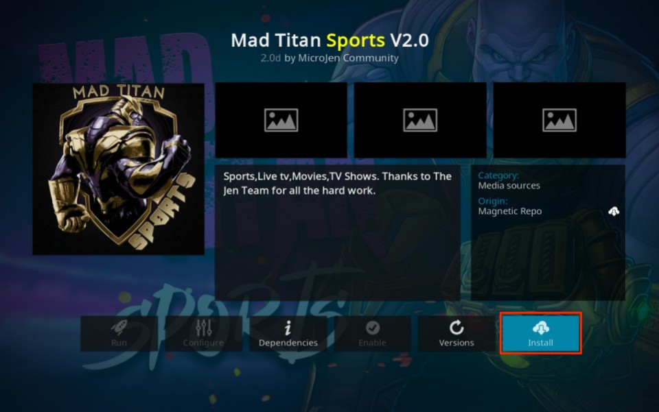 Install Mad Titan Sports Addon