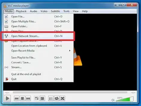 click on the Open Network Stream option
