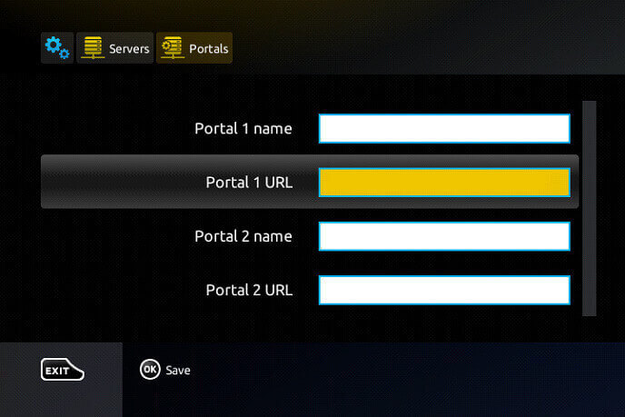 input Sens IPTV in the Portal 1 name field