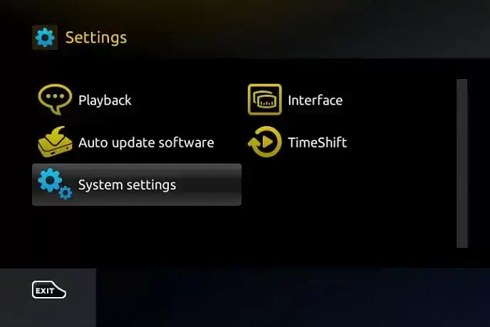 choose the System settings option