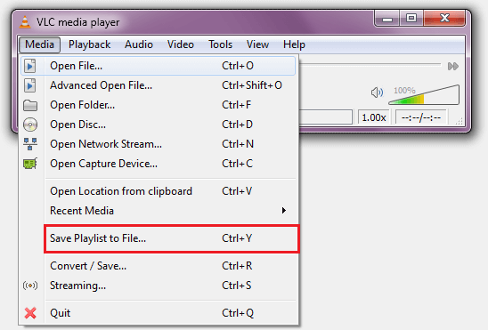 Select Save Playlist to File option