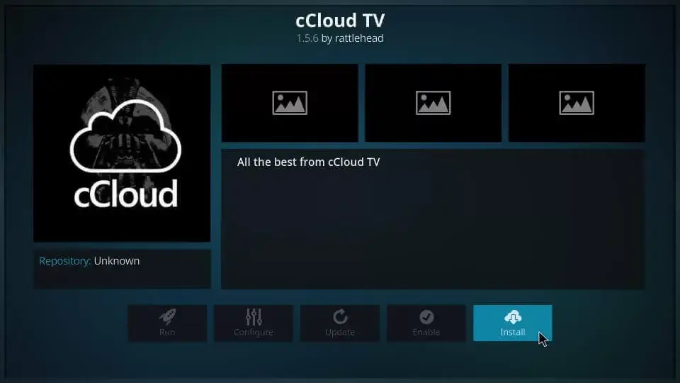 Choose cCloud TV Addon and tap Install