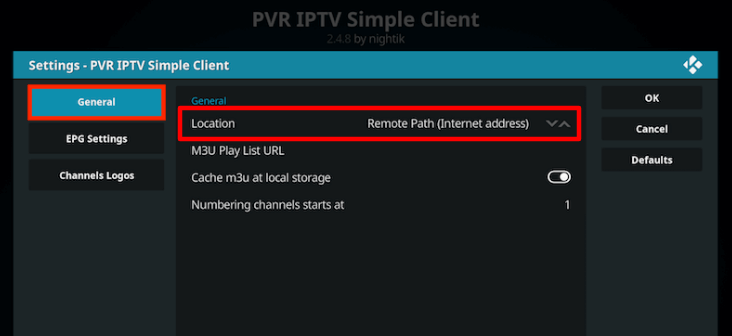Remote Path on PVR IPTV Simple Client
