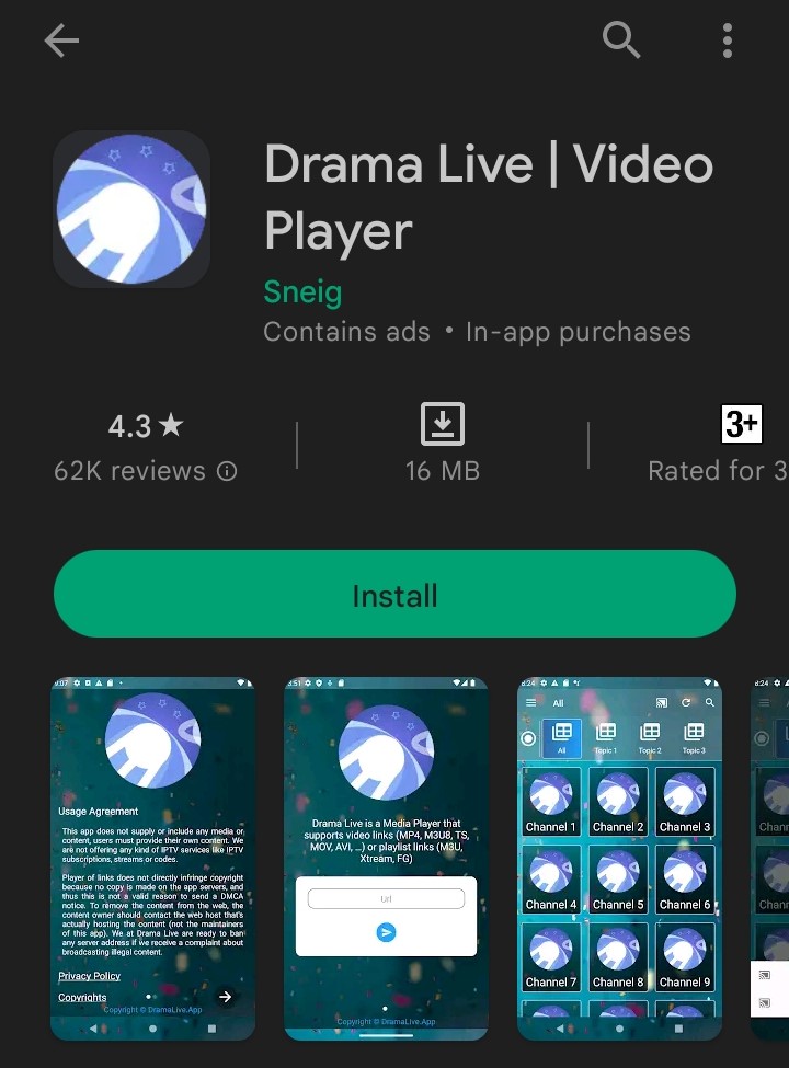 Drama IPTV Play Store app