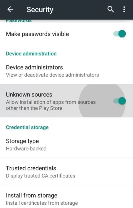 Enable Unknown sources to install IPgroove pro