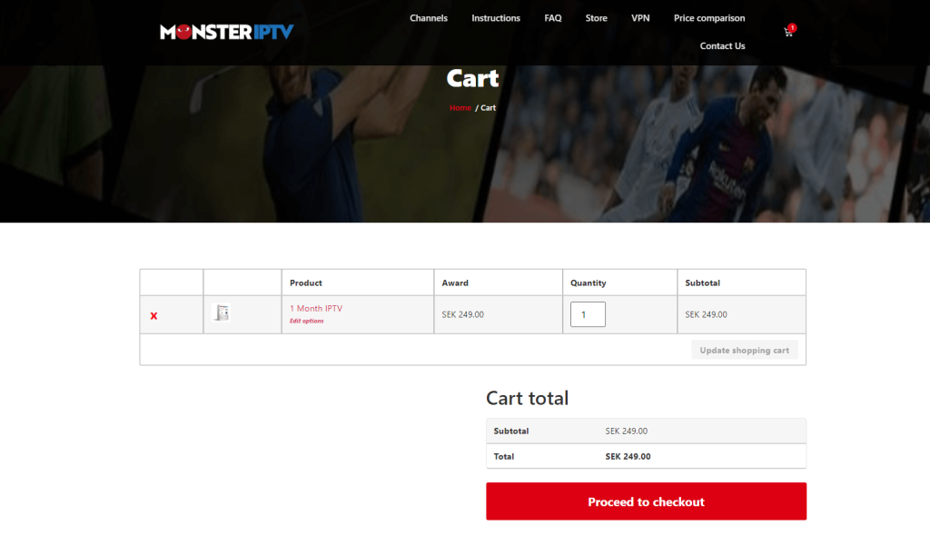 Monster IPTV - Proceed to Checkout