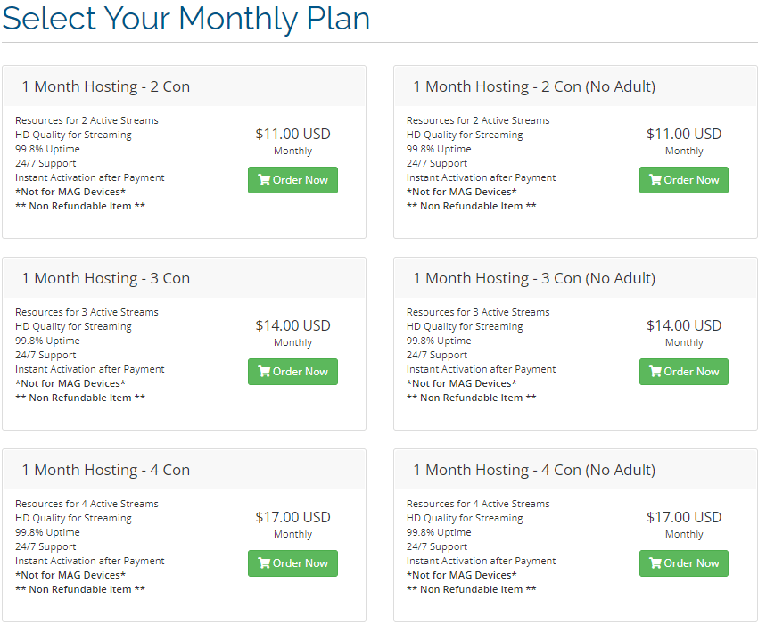 select your monthly plan