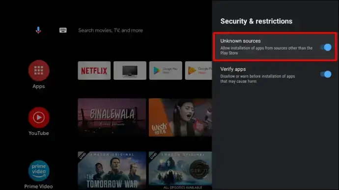 enable the Unknown Sources option to Watch Tribe IPTV
