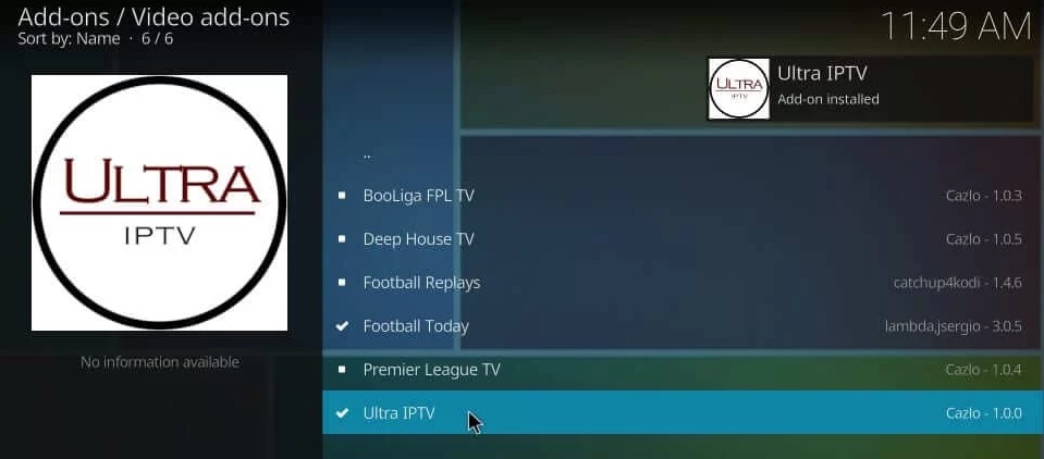 Select Ultra IPTV Addon