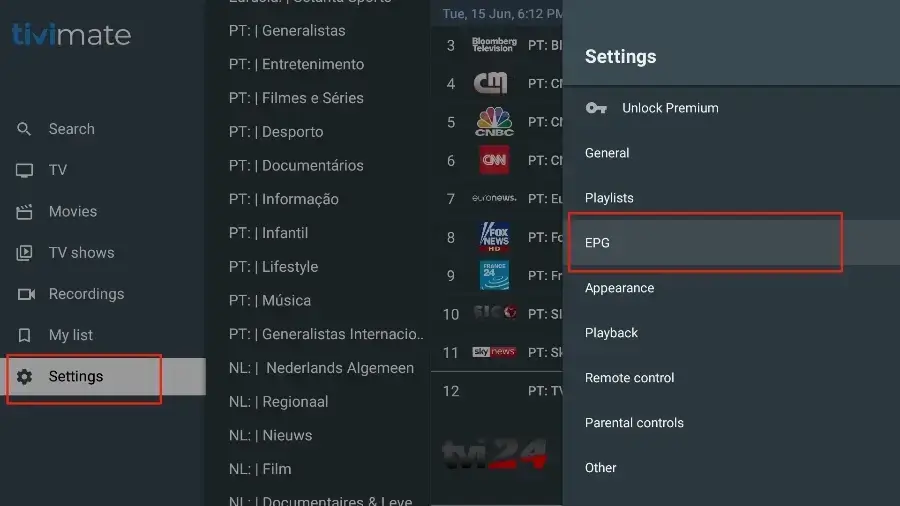 Add EPG Guide on TiviMate IPTV Player