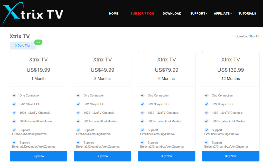 XtrixTV IPTV subscription
