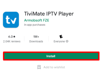 Install Tivimate IPTV Player to stream FitIPTV content on Android