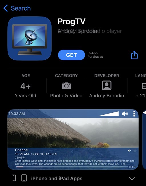 Download ProgTV app from App Store