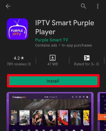 Install Purple IPTV player to watch Restream IPTV channels on Android