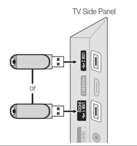  Insert USB drive into the TV's USB port
