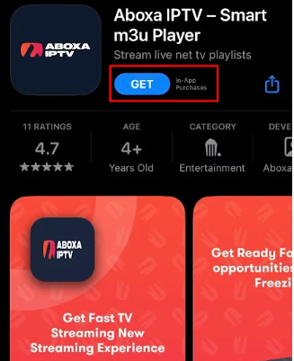 Click the Get button to install Aboxa IPTV