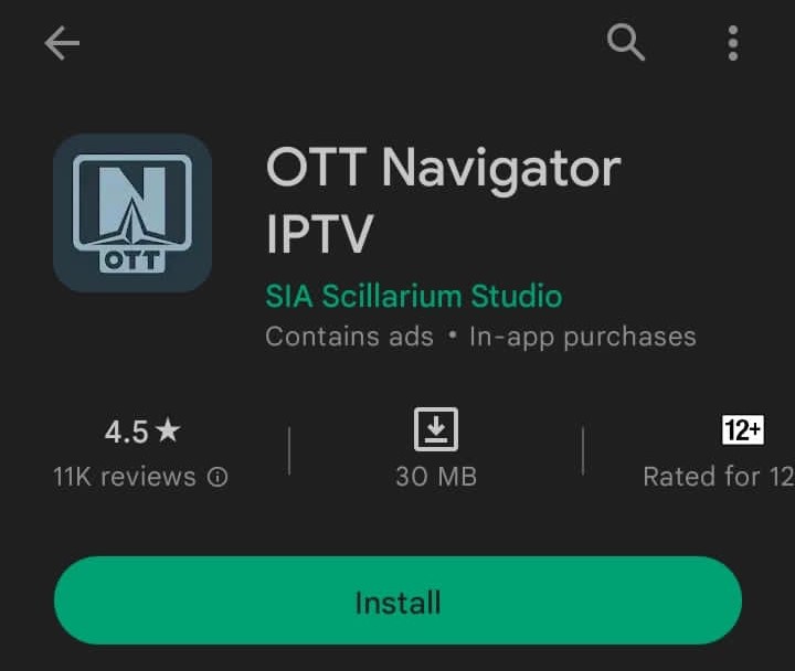 Install OTT Navigator IPTV app