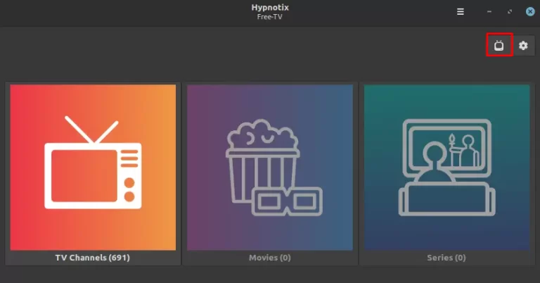 Select TV icon in Hypnotix IPTV player