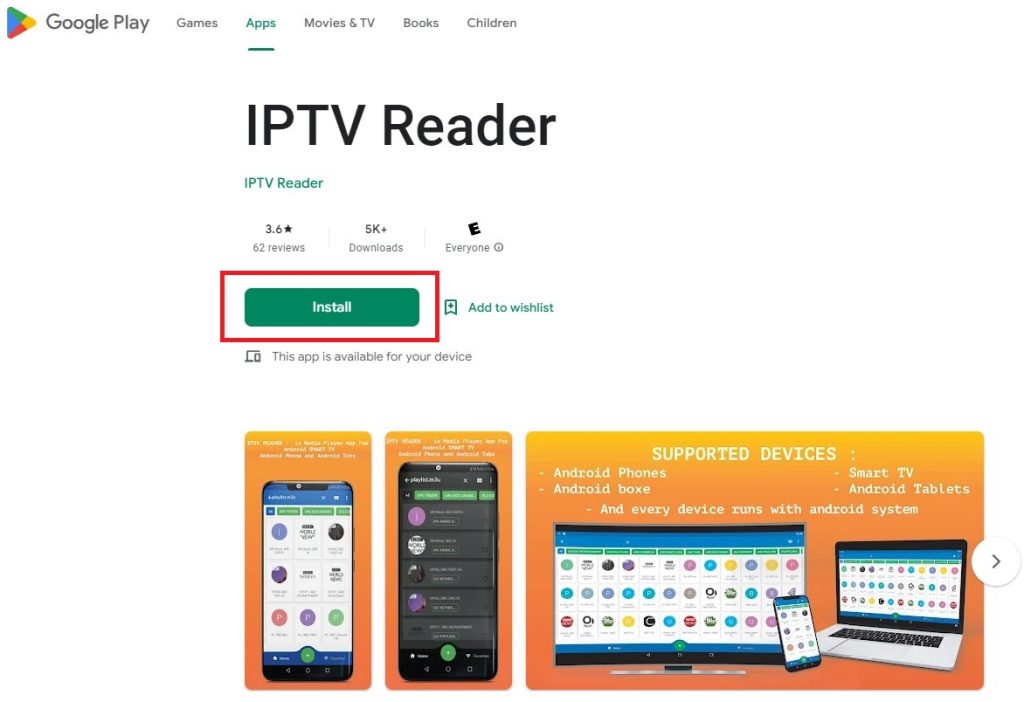 Install IPTV Reader app