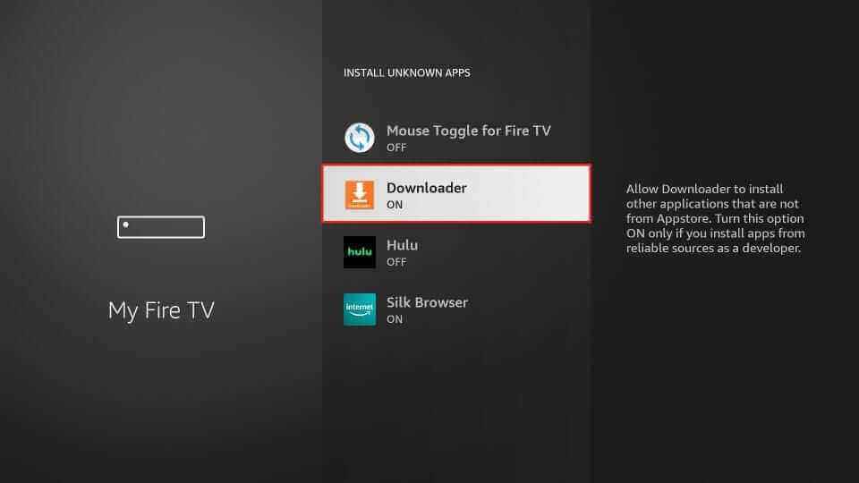 Turn on Downloader to install Kosova IPTV