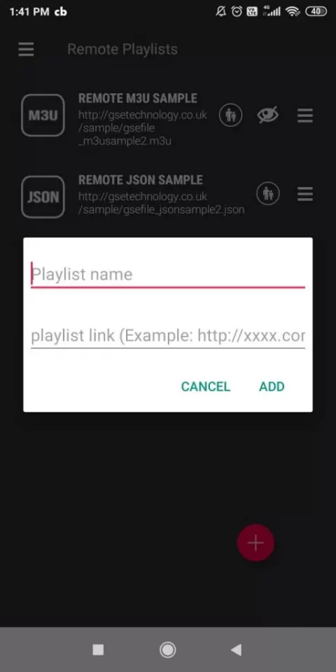  Enter the Playlist name and the Playlist link 