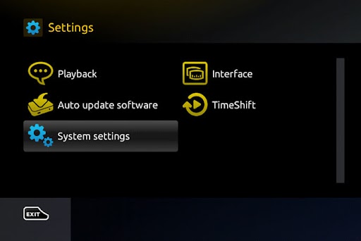 Select the System settings