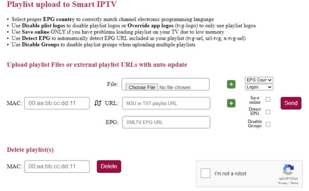 Upload playlist to Smart IPTV