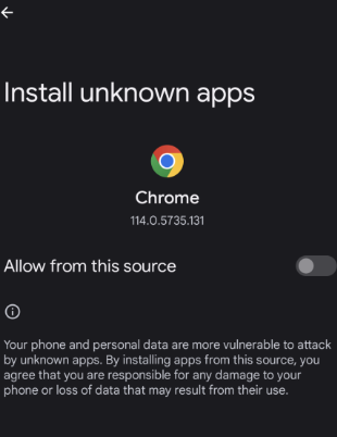 Enable Allow from this source option to install the Join Streams APK