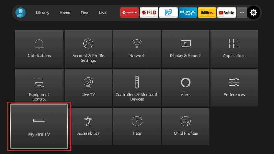  click the My Fire TV tile