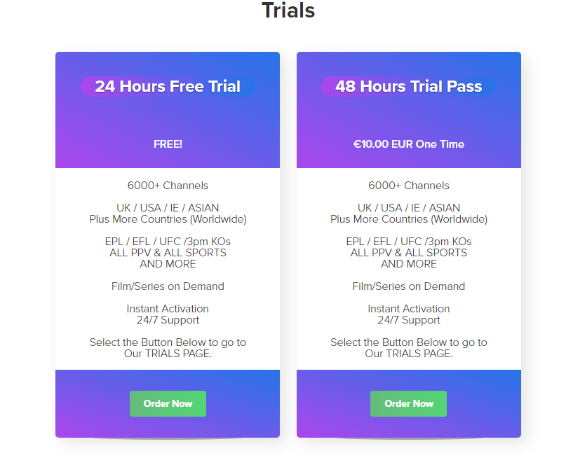  choose 24 Hours Free Trial or 48 Hours Trial Pass