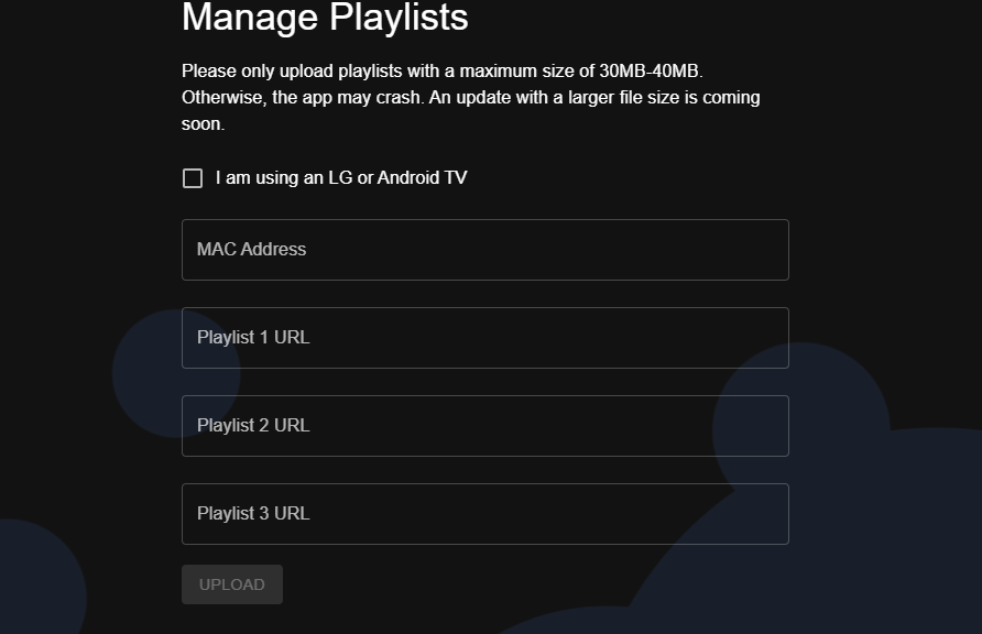 Select Upload to load M3U Playlist of France