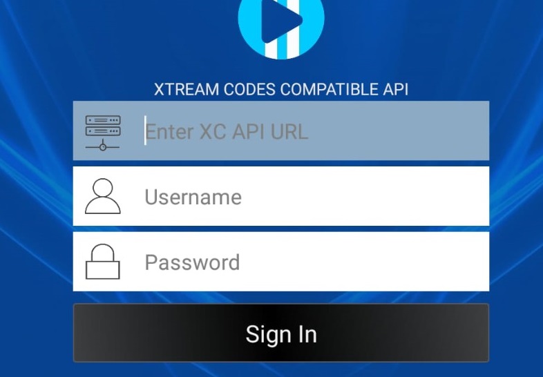 Enter login credentials within XCIPTV Player