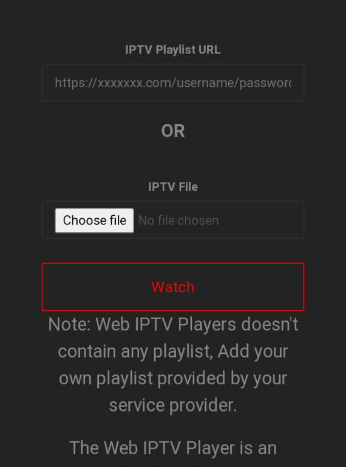 Native IPTV playlist URL