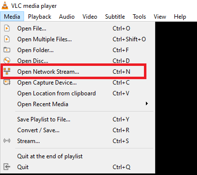  Click on Open Network Streams